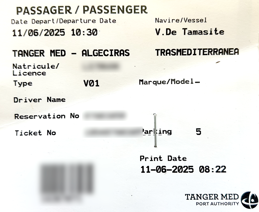 Ferry ticket inbound